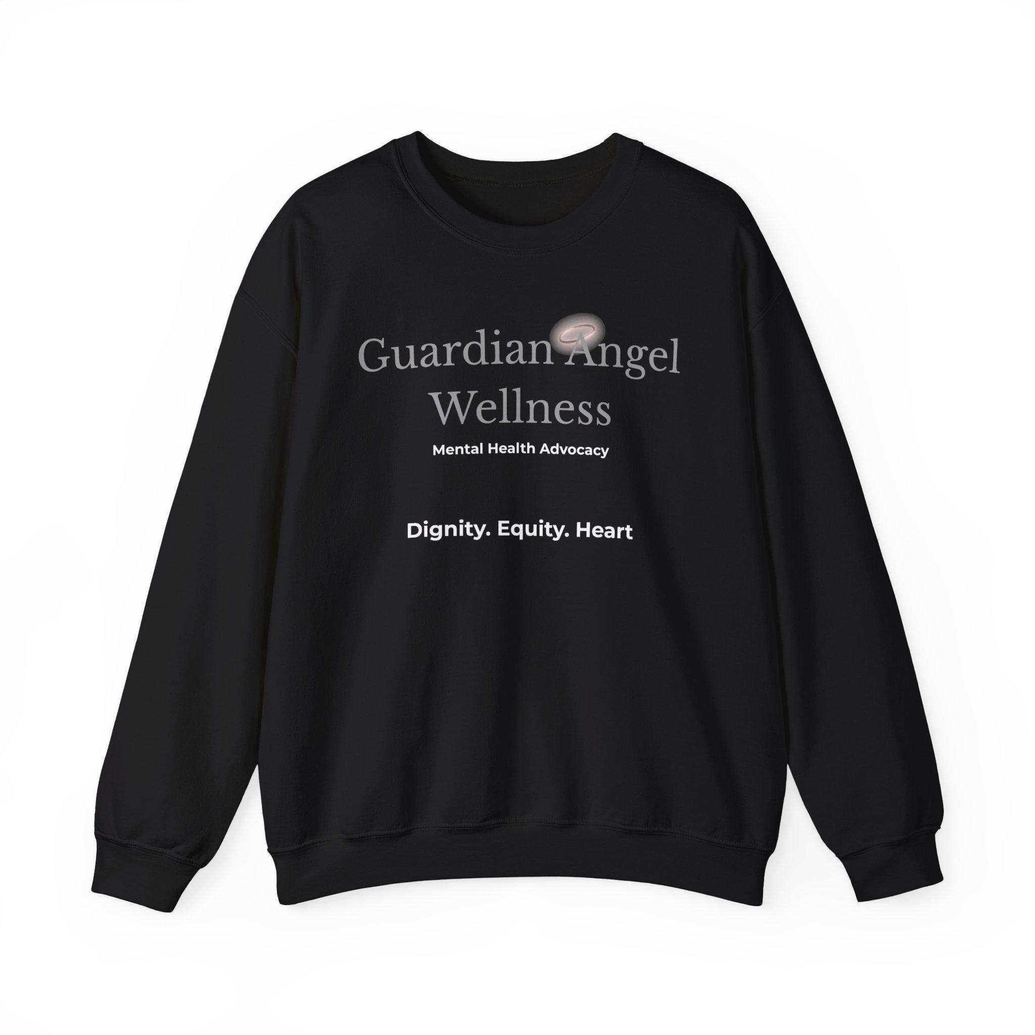 Guardian Angel Wellness Crewneck Sweatshirt — Mental Health Awareness Tee (Black/White) - Image 2
