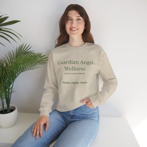 Guardian Angel Wellness Crewneck Sweatshirt — Mental Health Awareness Tee (Sand)