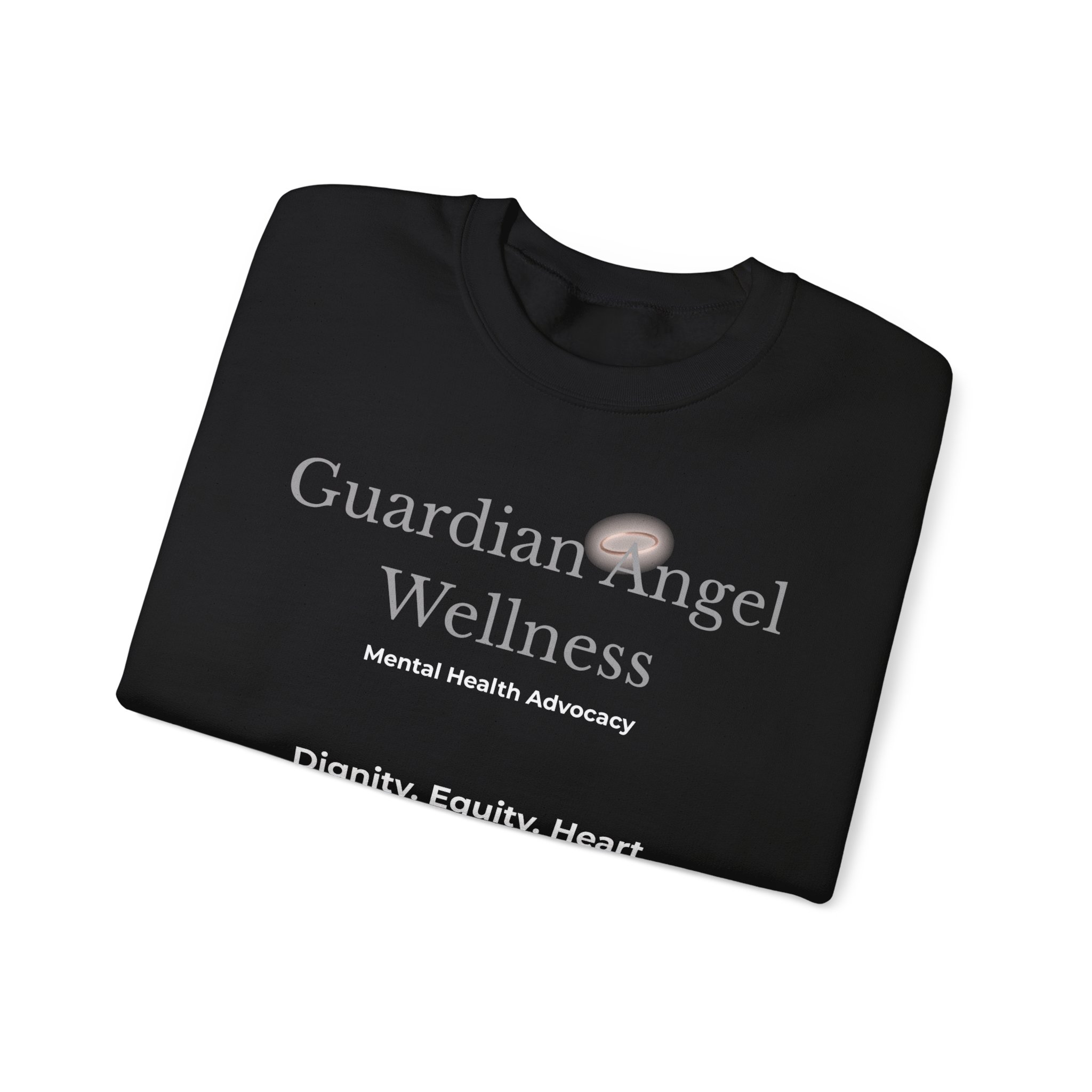 Guardian Angel Wellness Crewneck Sweatshirt — Mental Health Awareness Tee (Black/White) - Image 4