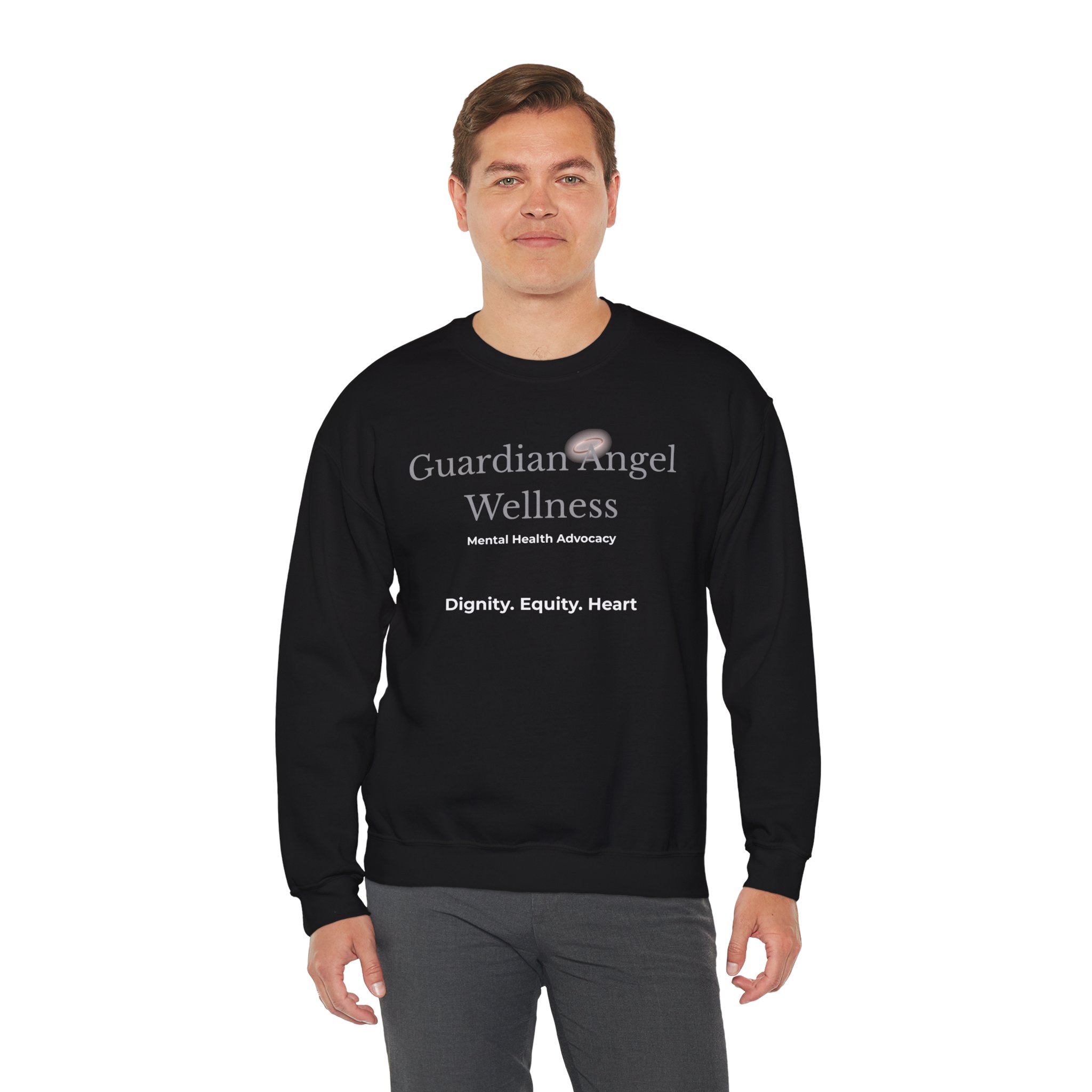 Guardian Angel Wellness Crewneck Sweatshirt — Mental Health Awareness Tee (Black/White) - Image 5