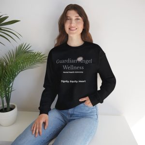 Guardian Angel Wellness Crewneck Sweatshirt — Mental Health Awareness Tee (Black/White)